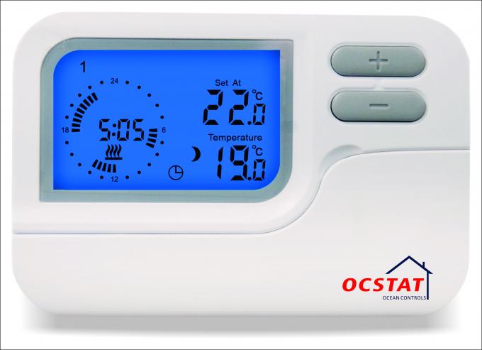 Termostato programável do luminoso azul do diodo emissor de luz com modo da ultrapassagem manual