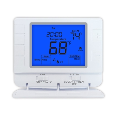 Riseem 24V White Digital Room Thermostat, Heating and cooling Adjustment Programmable Temperature Thermostat