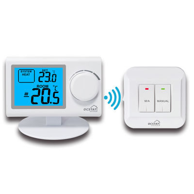 Large LCD Screen White Color Wireless Digital Room Thermostat With NTC Sensor
