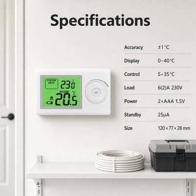 Riseem High Accuracy Heating Room Non-Programmable Thermostat With Temperature Control