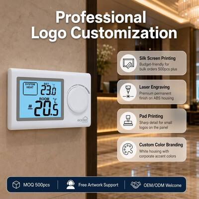Riseem Digital Display Style Boiler Room Thermostat with Temperature Control and Programmable Function