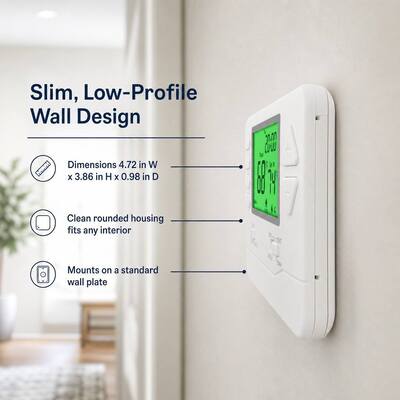 Stages H C Conventional 2H 1C Heat Pump 7 Day Programmable Thermostat Powered by 2 AAA Alkaline Batteries or 18 to 30 VAC NEC Class II System Operation Mode EM HEAT
