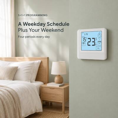 STN855 LCD Display Touch Screen Digital Wired Heating and Cooling Air Conditioning Thermostats Temperature Controller for Heat Pump