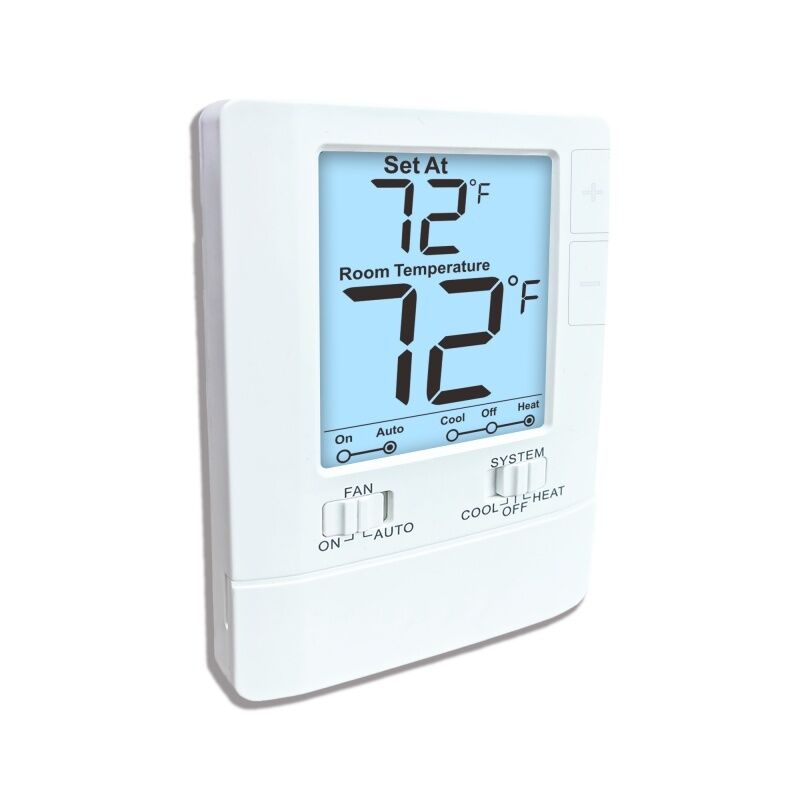 Conventional Application Type Wired Room Temperature Heating 2 Heat 2 Cool Thermostat Including 5 Minutes Compressor Delay Protection For Secure And Heating
