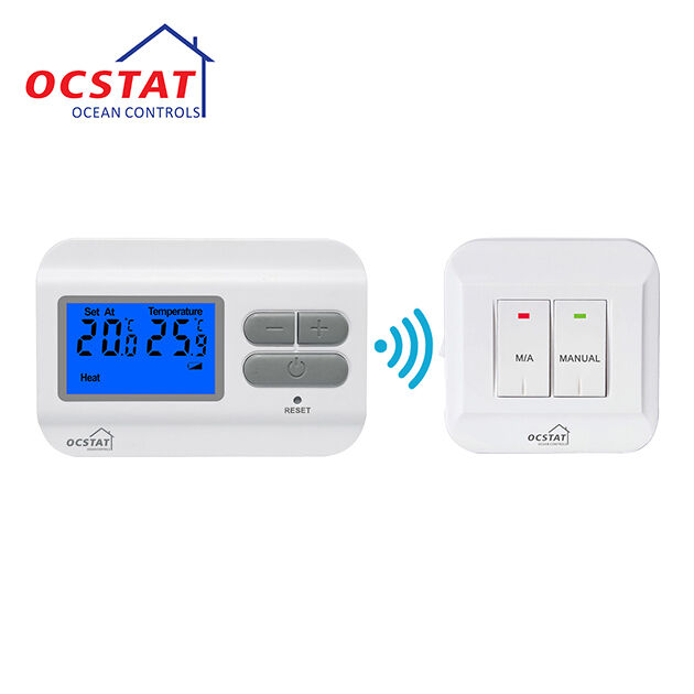 Conventional Or Boilers Wireless Room Non-programmable Thermostat Featuring Anti-flammable PC ABS Material and Approx 100m Transmission Distance for Heating Systems