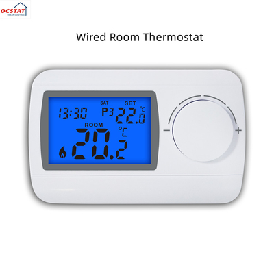Riseem Calefação elétrica com fio Termostato de caldeira programável 230V ABS para caldeira a gás