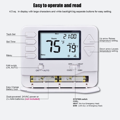 2 Calor 2 Frio  Termostato Não Programável Configurável Elétrico Ou Gás RTH702
