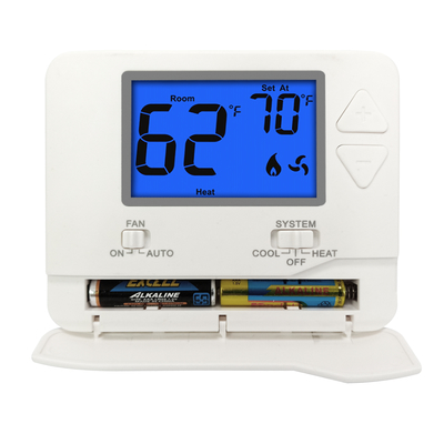 Termostato HVAC de ambiente para ar condicionado de estágio único, LCD grande não programável