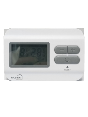 Termostato de ambiente para aquecimento por piso radiante com visor LCD para controlo não programável em sistemas de aquecimento por piso radiante