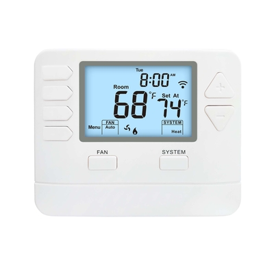 ABS retardante de chama e aquecimento e resfriamento em modo de controle em termostato HVAC com exibição de alta precisão ±1℉ abaixo de 68℉