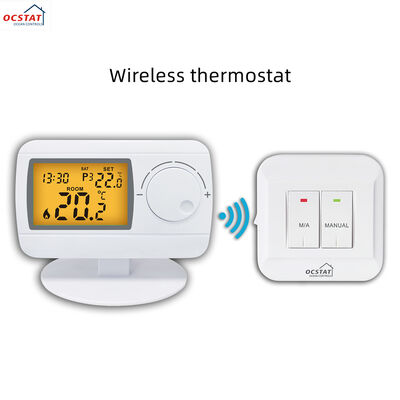 6W Consumo de energia Termostato de sala RF 230V Termostato sem fio ABS anti-inflamável PC Ideal para sistemas comerciais de controle HVAC