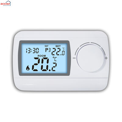 Termóstato com fio para sala de caldeiras de 230V e 7 dias, fornecendo monitoramento e controle precisos da temperatura para auxiliar no aquecimento da sala de caldeiras e na economia de energia