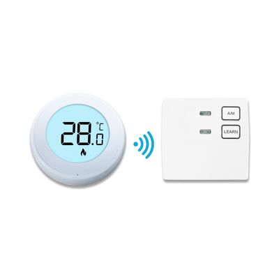 Controlador de termostato digital RF 868Mhz não programável, oferecendo consumo de energia de 6W, ideal para sistemas automatizados de aquecimento e refrigeração