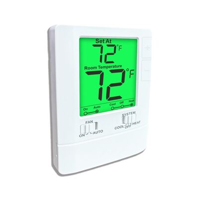Modo de Operação do Ventilador LIGADO Controlador de Temperatura com Fio Termostato Simples com Dimensões Físicas 86mm L 125mm A 27mm P Para Automação e Estabilidade de Temperatura