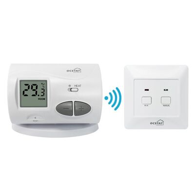 Termóstato de ambiente sem fios para modo aquecimento com 2 pilhas de lítio AA 1,5V adequado para caldeiras, garantindo o gerenciamento do aquecimento