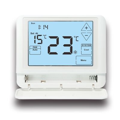 Digital HVAC Termostato Programável Sala Eletrônica 24V LCD Bateria Termostato Oferecendo Luz de fundo Cor Branco Azul Verde e Controlos de Temperatura Faixas 44°F a 90°F 7°C a 32°C para Soluções Climáticas