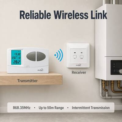 Termóstato sem fios RF programável 230VAC 50HZ para caldeira, termóstato RF de 7 dias, termóstato sem fios programável para gestão de energia