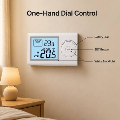 Riseem 230V Sala com fio HVAC Termostato doméstico não programável com nível de proteção IP20
