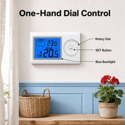 Riseem 230VAC Controlador de temperatura não programável termostato de sala de aquecimento digital