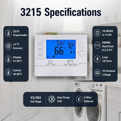 Riseem 2 Heat 2 Cool 24V Controle de temperatura eletrônico de sala termostato programável