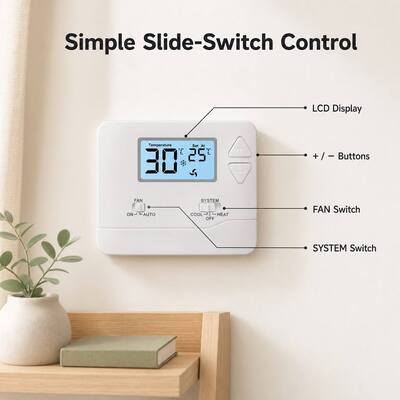 Riseem Programação de sala com fio Temperatura de aquecimento termostato 5-35C Faixa de temperatura perfeita para qualquer sala
