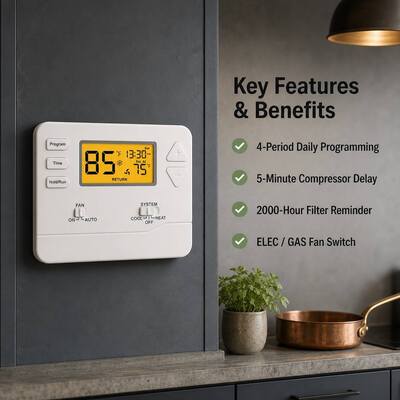 Riseem Smart and Convenient Digital Electronic Room Thermostat para os intervalos de temperatura 32°F 99°F STN605