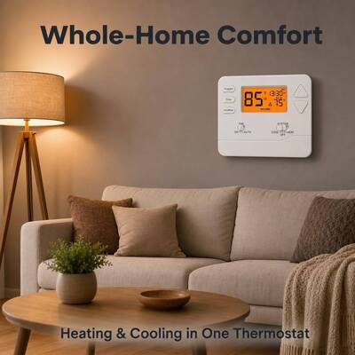 Riseem Programável 2 Calor 2 Frio Controlador de temperatura do termostato Compatibilidade Funciona com a maioria dos sistemas de aquecimento e resfriamento