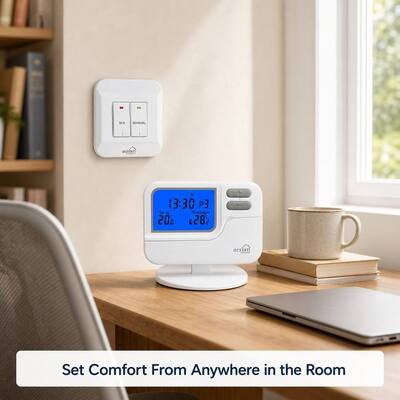 Riseem Branco ABS 868Mhz RF Sala sem fio termostato programável Digital aquecimento e resfriamento OEM