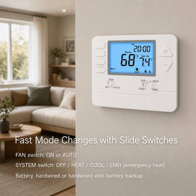 Suwer Automatização Industrial ABS Bomba de calor Controlador de temperatura Ar condicionado Termostato com 3,84 cm2 Tamanho da tela