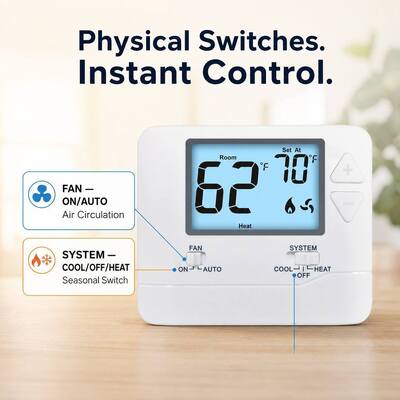24v Com fio Branco Não Programável 1 Calor 1 Frio Hotel Não Programável Home Termostato Para Operações Hvac Controle de temperatura em edifícios comerciais