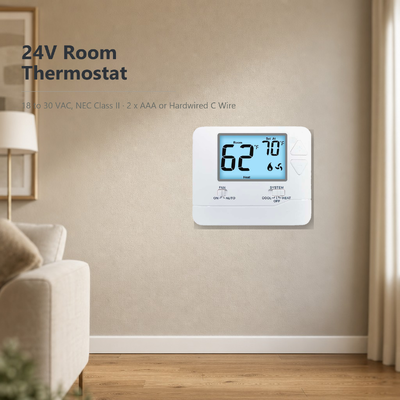 Termostato Físico de 24V ou Operado por Baterias Dimensões 4,72 L X 3,85 A X 1,06 P LCD Não Programável para Sistemas Convencionais de Aquecimento e Refrigeração Estágios 1H 1C