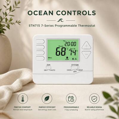 24V ou Baterias Operado Programação 7 dias Programável Mutil estágio termostato Equipado com grande LCD Display Montado na parede ou caixa de junção Melhora a eficiência energética