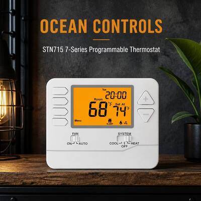 Termostato Digital LCD 24V com 2 Aquecimento e 2 Refrigeração Ajustável para Ar Condicionado Residencial para Controle de Temperatura