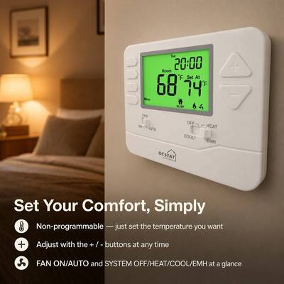 24V Temperature Ranges 32°F to 99°F Heat Pump Non-programmable Temperature Controller Wall Or Junction Box Mounting Options For Industrial Heating