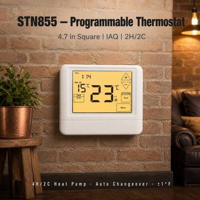 Bomba de calor STN855 programável de 7 dias, 2 aquecimentos, 2 arrefecimentos, termostato de montagem na parede para controle de HVAC