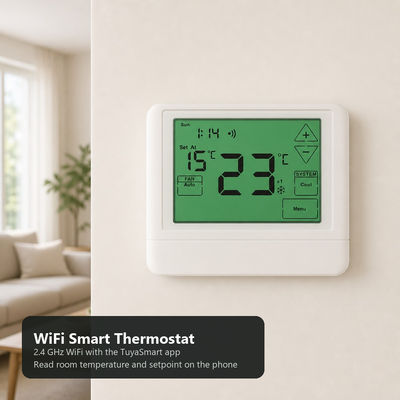 Termostato Inteligente Wi-Fi Alexa de 2H 2C para 24V, 7 Dias Programável, Faixas de Temperatura de 0°C a 40°C, Solução de Gerenciamento de Temperatura