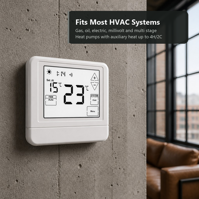 Termostato inteligente para bomba de calor com tela LCD sensível ao toque, Wi-Fi, controle por voz Alexa