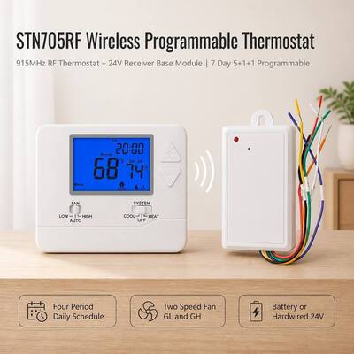 Termostato de hotel programável sem fio PTAC de 24V RF 1 H 1 C RF 915MHZ para controle de temperatura