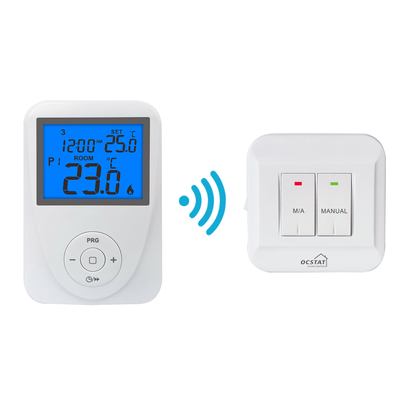 Riseem RF Digital Display Wireless Heating Thermostat Cor Branca Material ABS