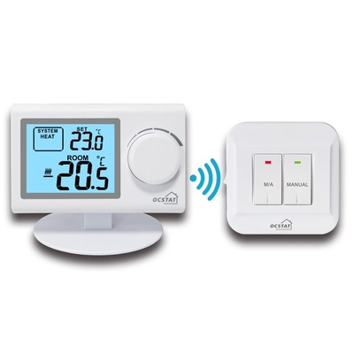 Riseem ABS Shell Caldeira e arrefecimento não programável termostato de sala de RF para sistema HVAC / caldeiras a gás Precisão ± 0,5 ° C