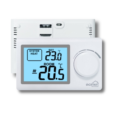 Grande termostato eletrônico a pilhas do LCD para a cor do branco do aquecimento de assoalho
