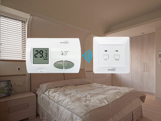 Riseem Green Backlight RF Electric Room Termostato simples para aquecimento 2 * AA Bateria de tamanho