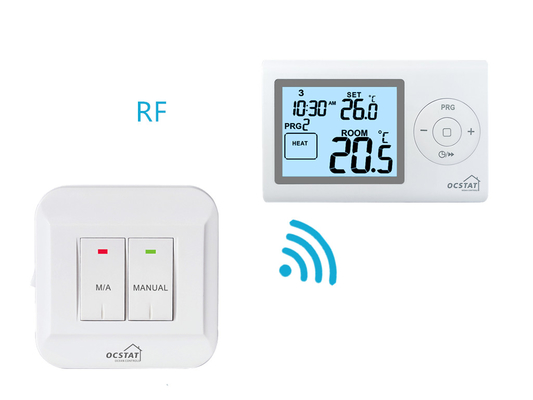 Riseem ABS OEM ODM Blue LCD Screen RF Digital Home Thermostat aquecimento e resfriamento