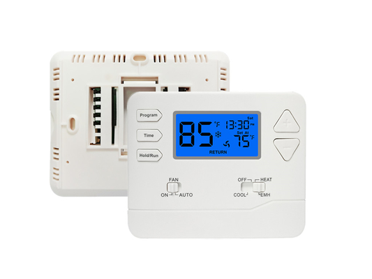 FCC 2 Calor / 1 Frio ABS Programação Digital Pomba de Calor de Sala Riseem Termostato HVAC
