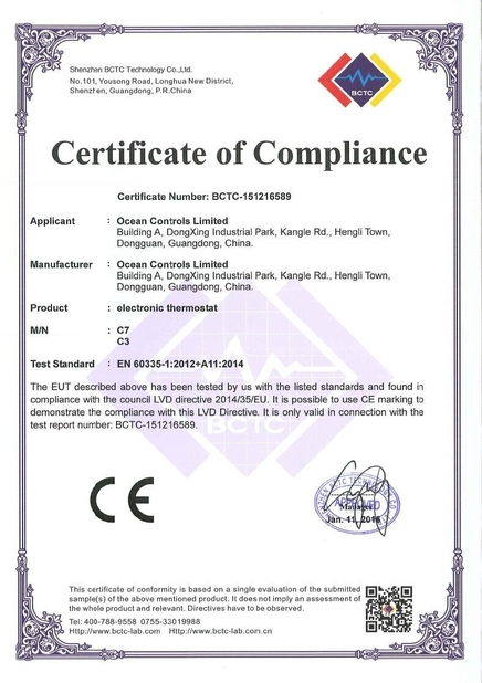 China Ocean Controls Limited Certificações